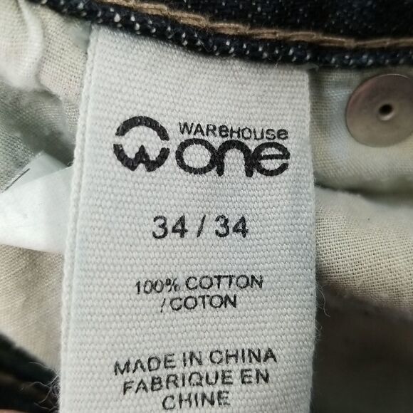 Warehouse One Jeans Men's Size 34/34 Black Washed Relaxed Straight Leg Denim - Picture 9 of 9